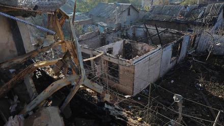 This photograph shows a destroyed house as a result of a Russian strike in Odesa on November 8, 2024, amid the Russian invasion in Ukraine. Russian bombardments of Ukrainian cities overnight killed at least one person and wounded more than three dozen more authorities said on November 8, 2024, as Moscow escalated its bombing campaign of civilian hubs. "Throughout the evening and night, terrorists attacked our cities and communities. Missiles, drones and glide bombs were used against the Odesa, Kharkiv and Kyiv regions," President Volodymyr Zelensky said on social media. (Photo by Oleksandr GIMANOV / AFP)