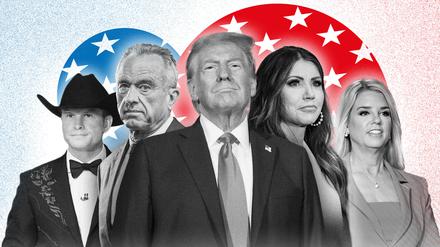 Trump mit vier seiner designierten Kollegen des Regierungsteams.