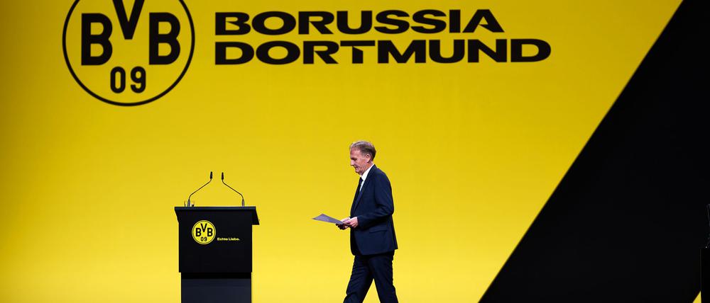 BVB-Geschäftsführer Hans-Joachim Watzke rechnete vor, dass bei der Mitgliederversammlung nur 0,25 Prozent der 215.000 Mitglieder gegen die Partnerschaft mit Rheinmetall gestimmt hätten.