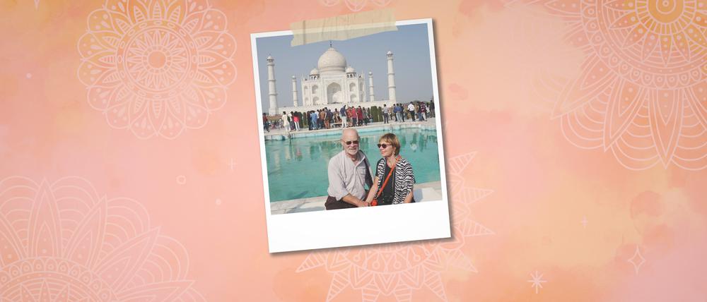 Uta und Rainer am Taj Mahal, 2017