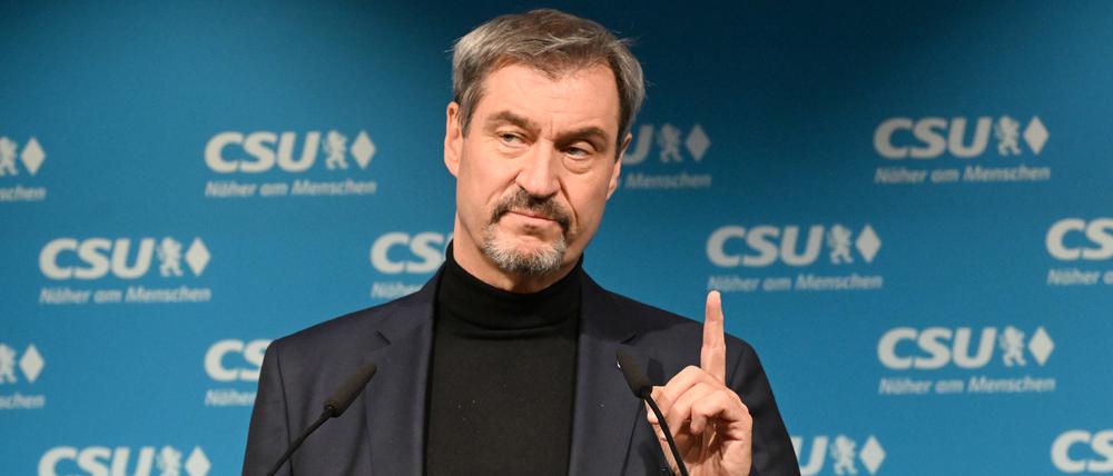 Markus Söder, CSU-Vorsitzender und bayerischer Ministerpräsident, bei einer Pressekonferenz über den Bruch der Ampel-Koalition.