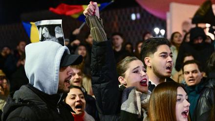Demonstranten in Rumänien.