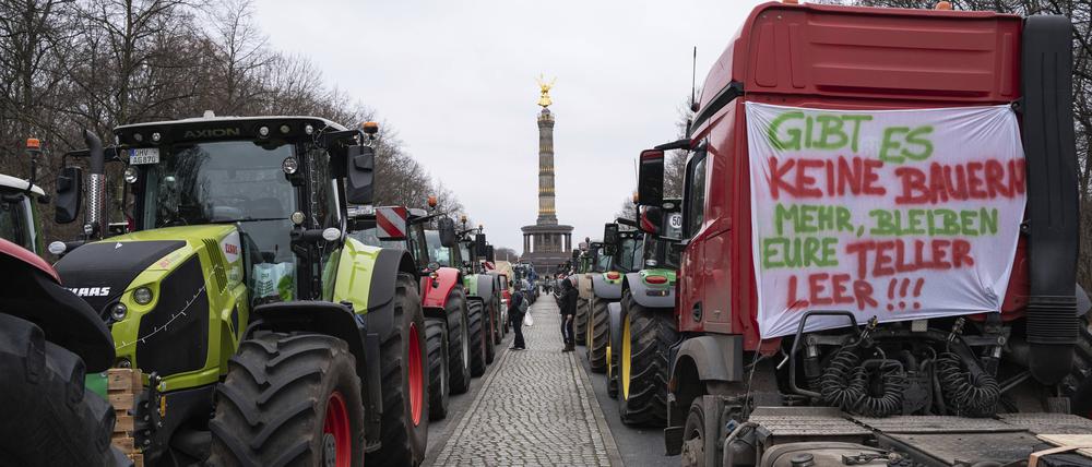 Mehrere Tausend Landwirte demonstrierten mit ihren Traktoren in der Hauptstadt vor dem Brandenburger Tor gegen die Politik und Sparpläne der Ampel-Regierung.