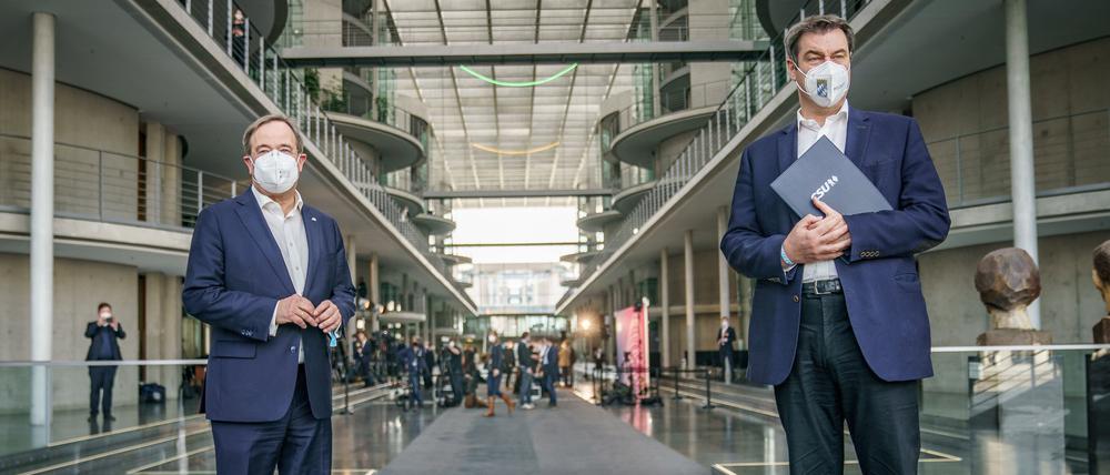 Zwei sind einer zu viel: Armin Laschet (l.) und Markus Söder wollen beide Kanzlerkandidat werden.