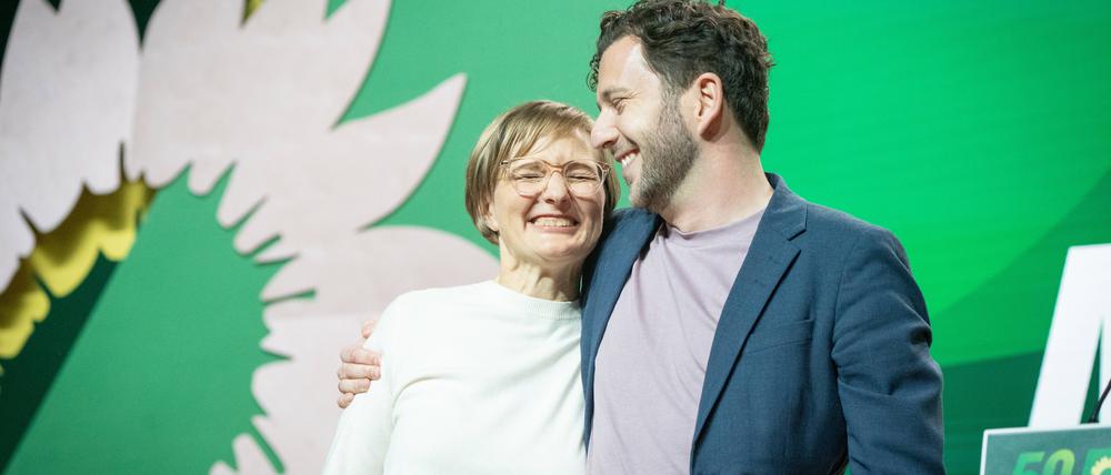 Die neu gewählte Parteispitze: Franziska Brantner und Felix Banaszak.