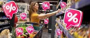Rabatte im Supermarkt: Wer mit der App einkauft, bekommt Sonderangebote.