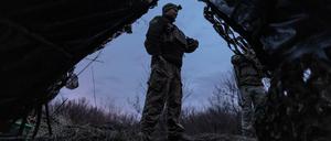 Eine ukrainische Stellung in Bachmut im Osten des Landes.