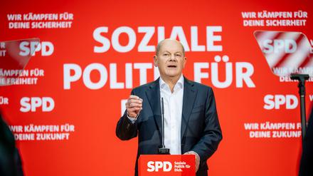 Kanzler Olaf Scholz ist schon ganz im SPD-Wahlkampfmodus – auch in der Regierungsarbeit.