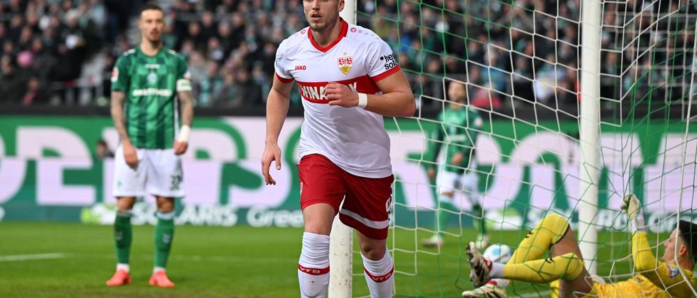 Stuttgarter Torschütze: Ermedin Demirovic trifft zum 1:1 in Bremen.