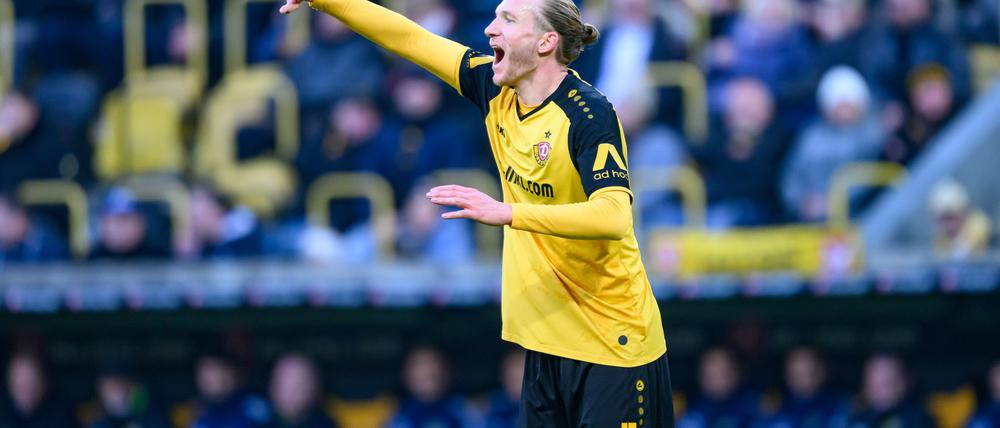 Dresdens Leitwolf Vinko Sapina gelang in Sandhausen sein erstes Dynamo-Tor.