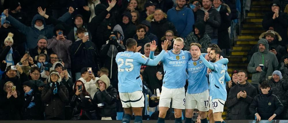 Die Spieler von Manchester City hatten endlich wieder Grund zum Jubeln.