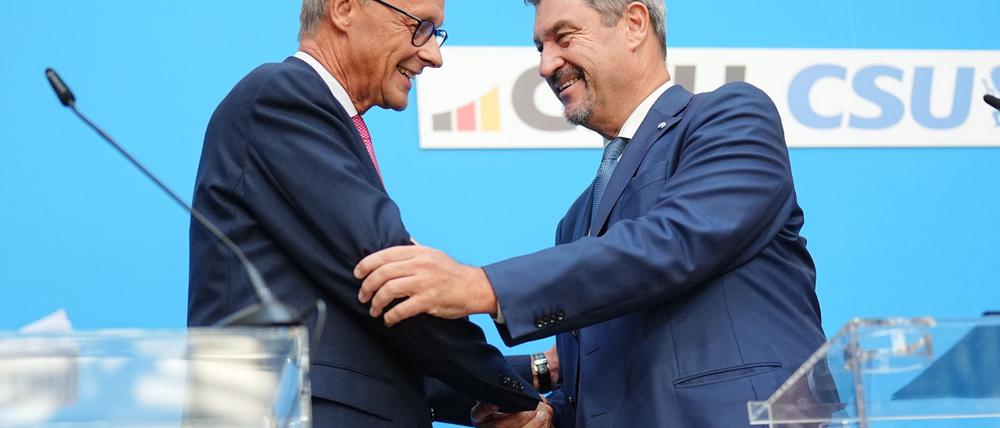 Merz und Söder beziehen erneut unterschiedlich Position zu den Grünen. (Archivbild)