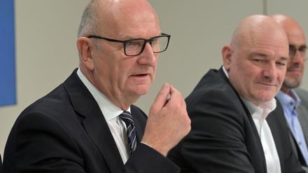 Brandenburgs SPD-Ministerpräsident Dietmar Woidke und BSW-Landeschef Robert Crumbach stellen die Weichen für die künftige Regierung. (Archivbild)
