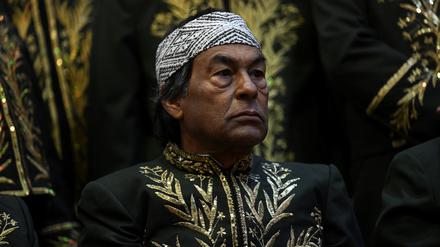 Der indigene Anführer, Umweltschützer und Schriftsteller Ailton Krenak während seiner Vereidigung als „unsterbliches“ Mitglied der Brasilianischen Akademie der Literatur in Rio de Janeiro, Brasilien, am 05. April 2024. 
