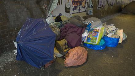 Kaum vorstellbar, dort zu schlafen. Eine Obdachlosenstätte in Berlin.