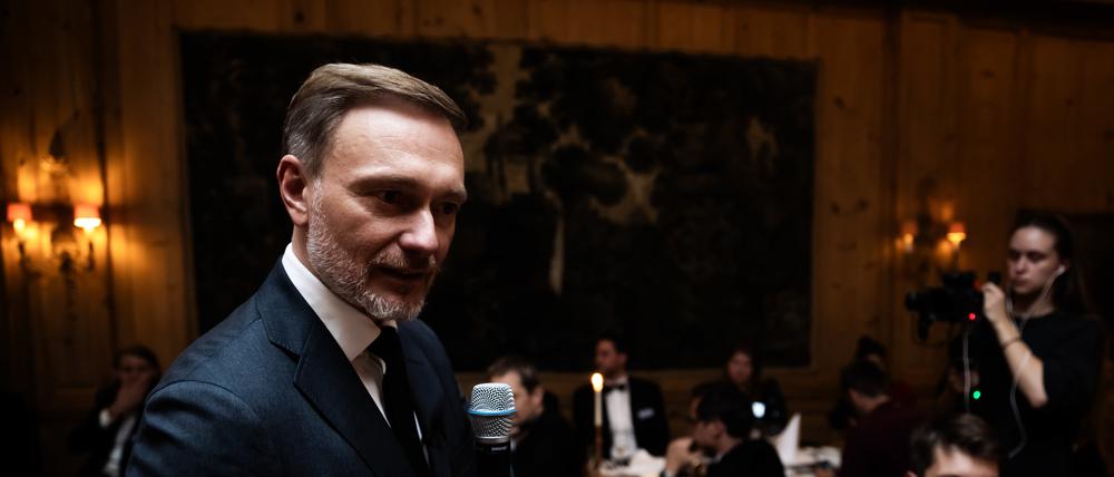 FDP-Chef Christian Lindner spricht beim Gründerszene Award Dinner im Journalistenclub des Axel-Springer-Hochhauses.