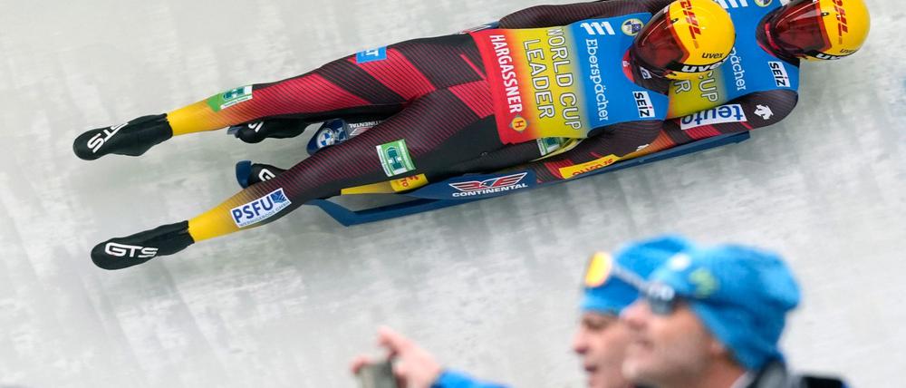 Schon wieder auf dem Podest: Toni Eggert und Florian Müller.