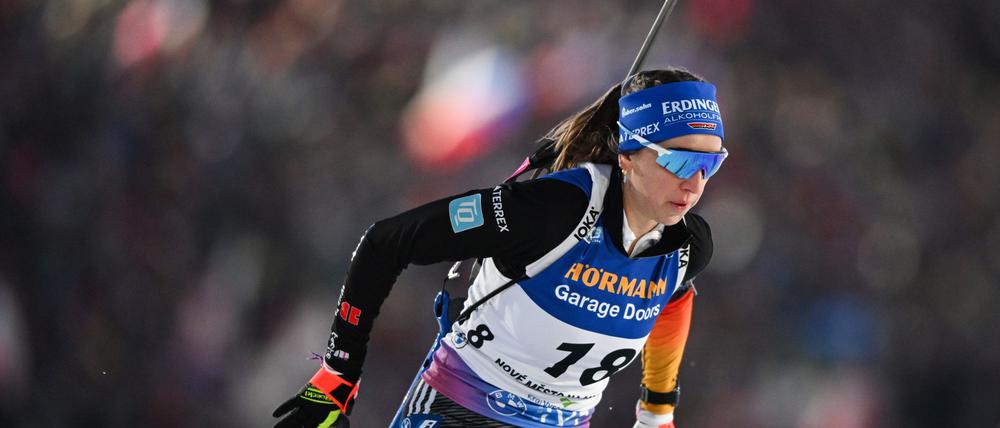 Franziska Preuß wird Dritte in Kontiolahti zum Abschluss.