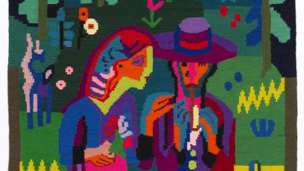 Lise Gujer, Bauernpaar, nach 1952, Ausschnitt aus den Entwürfen für den Bildteppich „Das Leben“ von Ernst Ludwig Kirchner.