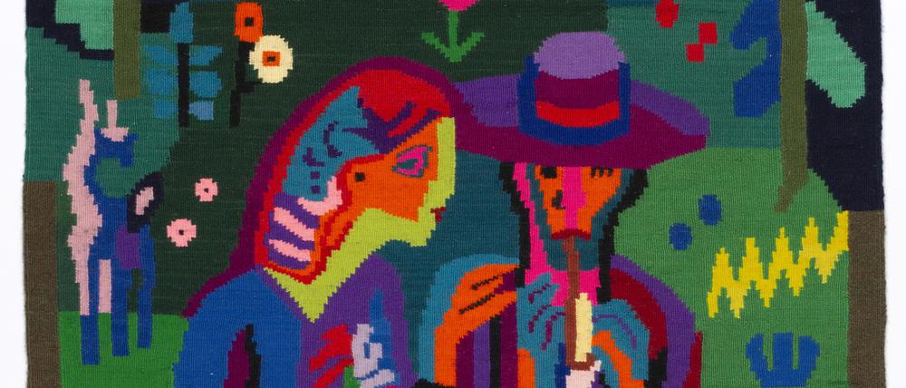 Lise Gujer, Bauernpaar, nach 1952, Ausschnitt aus den Entwürfen für den Bildteppich „Das Leben“ von Ernst Ludwig Kirchner.