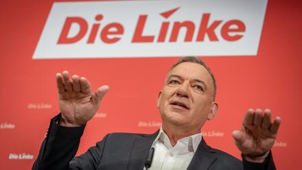 Der Vorsitzende der Partei Die Linke, Jan van Aken, auf einer Partei-Veranstaltung.