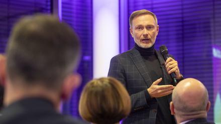 Christian Lindner, FDP-Bundesvorsitzender,  spricht beim Zukunftsdialog Wirtschaft der Friedrich-Naumann-Stiftung im Haus der Wirtschaft, in Frankfurt.