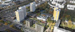 Visualisierung zum Helene-Weigel-Platz. Die Visualisierung zeigt nicht den finalen Planungsstand, Änderungen sind möglich