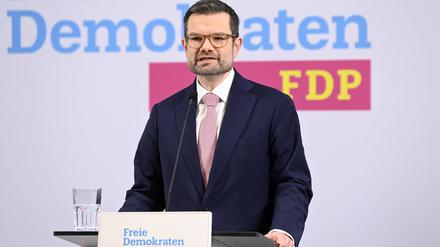 Marco Buschmann bei der Pressekonferenz der FDP zur Vorstellung des neuen Generalsekretärs Marco Buschmann im Hans-Dietrich-Genscher-Haus.