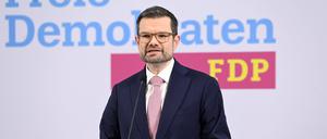 Marco Buschmann bei der Pressekonferenz der FDP zur Vorstellung des neuen Generalsekretärs Marco Buschmann im Hans-Dietrich-Genscher-Haus.