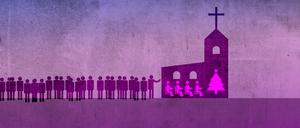 Heiligabend-Gottesdienst: Viele möchten rein, aber nicht alle finden Platz.