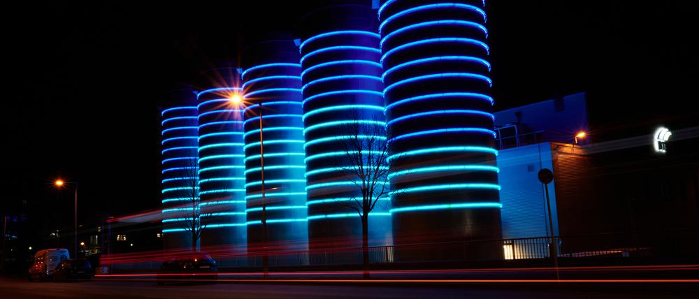 Die Wasserspeicher des BTB Blockheizkraftwerkes im Technologiepark Adlershof.