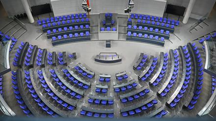 Blick in den Plenarsaal des Bundestags. 
