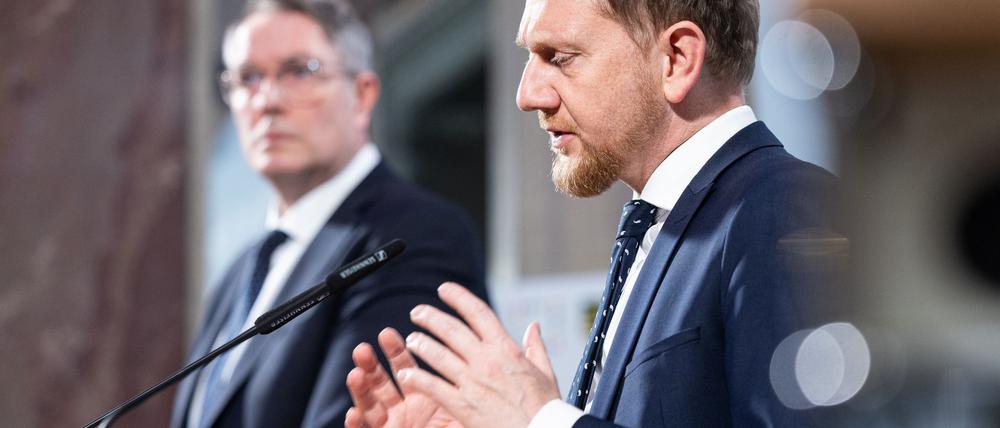 Alexander Schweitzer aus Rheinland-Pfalz für die SPD-Länder, Michael Kretschmer (CDU) aus Sachsen als Vorsitzender der Ministerpräsidentenkonferenz: In vielen Zielen sind sie sich einig.