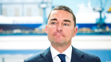 Lars Windhorst, Investor, spricht während einer Pressekonferenz zur Lage seiner Werften Nobiskrug und Flensburger Schiffbau-Gesellschaft. 