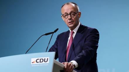 Der CDU-Vorsitzende Friedrich Merz bei der Landesvertreterversammlung der CDU Nordrhein-Westfalen in Essen.