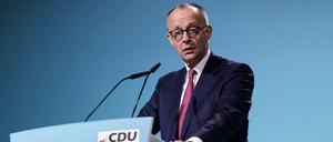 Der CDU-Vorsitzende Friedrich Merz bei der Landesvertreterversammlung der CDU Nordrhein-Westfalen in Essen.