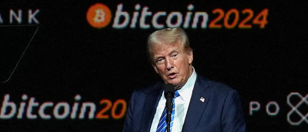 Der republikanische Präsidentschaftskandidat und ehemalige US-Präsident Donald Trump spricht auf der Veranstaltung Bitcoin 2024 (Symbolbild).