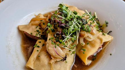 Badische Maultaschen in der „Historischen Mühle“.