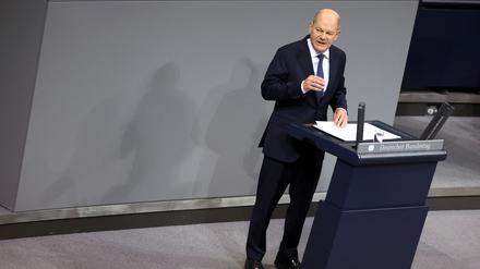 Kanzler Olaf Scholz am Montag im Bundestag.