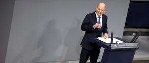 Kanzler Olaf Scholz am Montag im Bundestag.