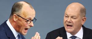 Olaf Scholz (SPD) hat Friedrich Merz (CDU) im ZDF „Fritze“ genannt und gesagt, er erzähle „Tünkram“. Der empört sich. 
