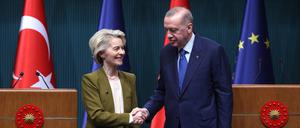 Ursula von der Leyen hat mit Türkeis Präsident Erdogan in Istanbul über Syrien gesprochen.