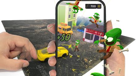 Eindruck vom KI-unterstützen Spiel „Zombie Crasher“ von Argumented Robotics