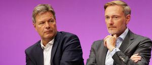 Wirtschaftsminister Robert Habeck (Grüne, links) und der ehemalige Finanzminister Christian Lindner (FDP).