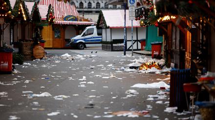 A police vehicle stands at the site where a car drove into a crowd at a Magdeburg Christmas market in Magdeburg, Germany December 21, 2024. REUTERS/Axel Schmidt