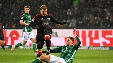 Unions Andras Schäfer (li.) erzielte den zwischenzeitlichen Anschlusstreffer gegen Werder Bremen.