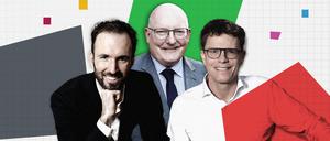 Unsere Experten für Wirtschaft, Außenpolitik und Migration (v.l.): Jakob Hafele, Thomas Kleine-Brockhoff und Daniel Thym