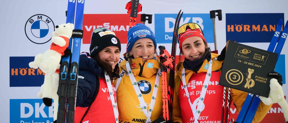 Gesundheitlich angeschlagen: Vanessa Voigt (r) startet nicht im Massenstart.