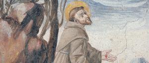 Der Heilige Franziskus im Gebet: anonymes Fresko aus dem 17. Jahrhundert im italienischen Vetralla.