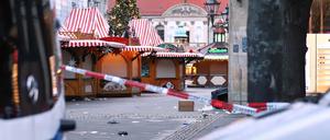 Der Tatort des Terroranschlags auf dem Magdeburger Weihnachtsmarkt am 20. Dezember.